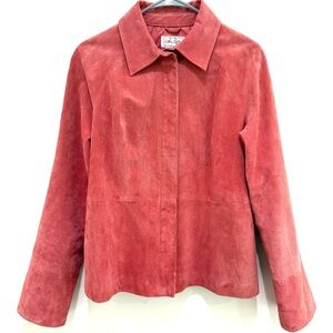 Live A Little Women’s Pink Suede 100% Leather Zip Up Washable Jacket Size Medium